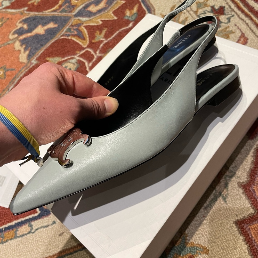 Celine Alma Triumph Soft Blue Slingbacks size 37 - Picture 4 of 8